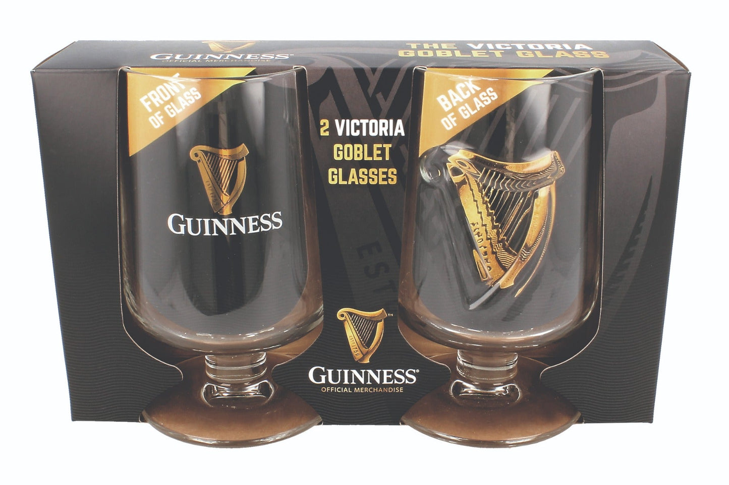Guinness Embossed Stem Glass 420ml - 2 Pack
