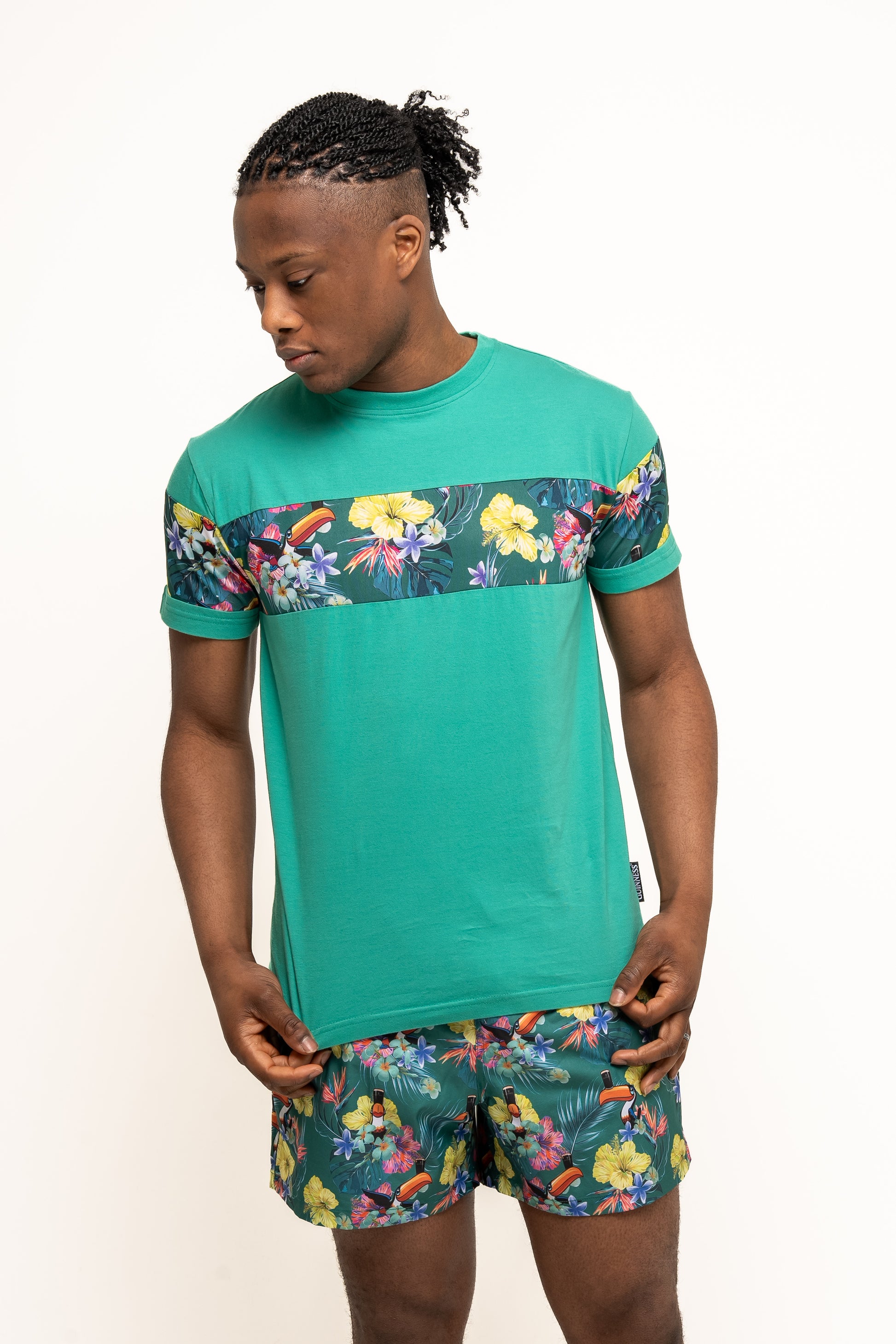 Guinness Toucan Hawaiian Green Beach Shorts