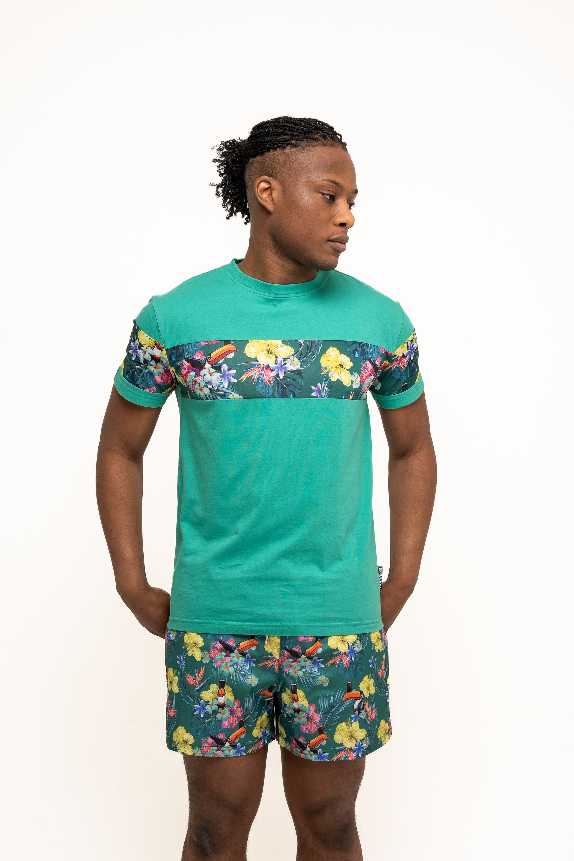 Guinness Toucan Hawaiian Green Beach Shorts