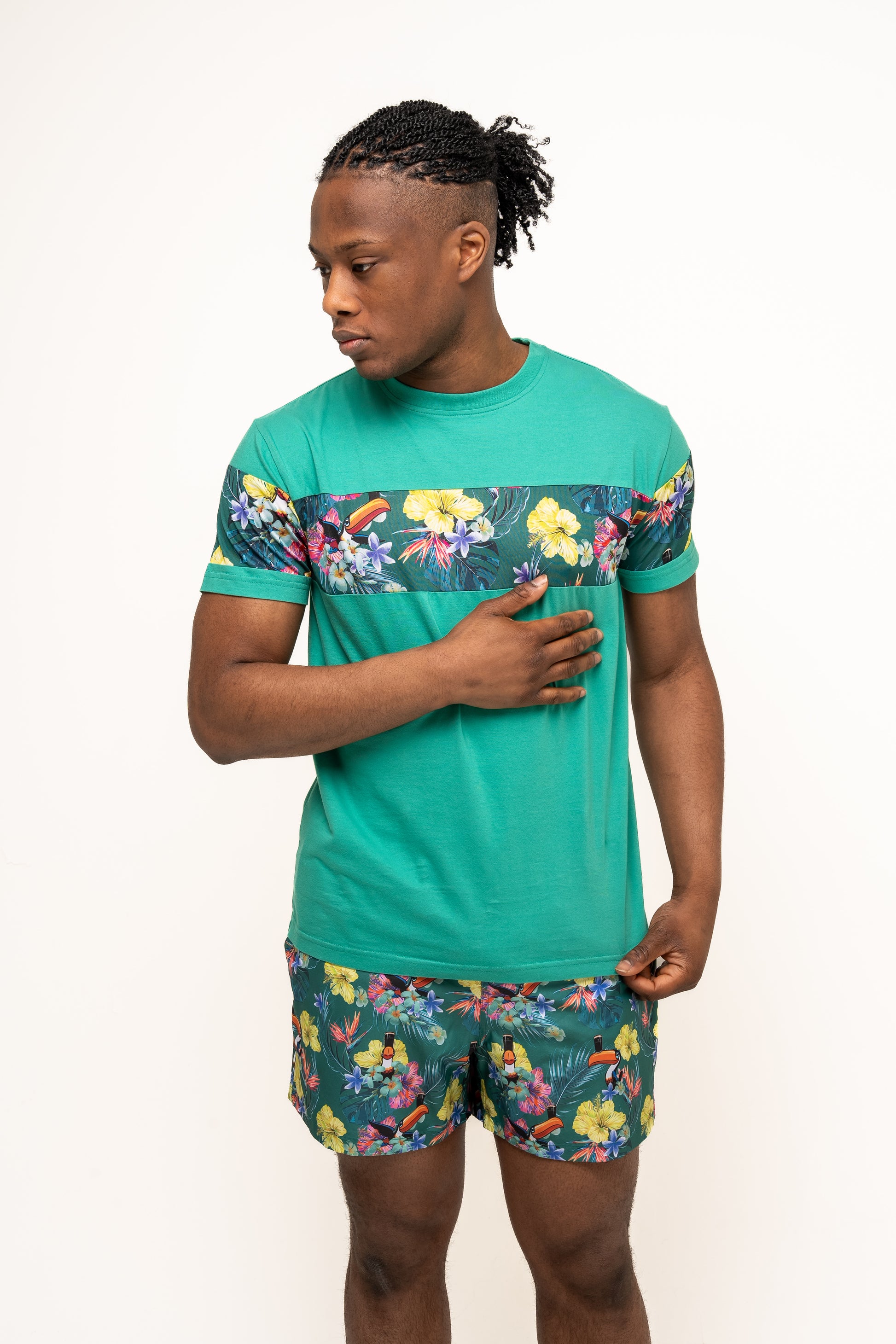 Guinness Toucan Hawaiian Green Beach Shorts
