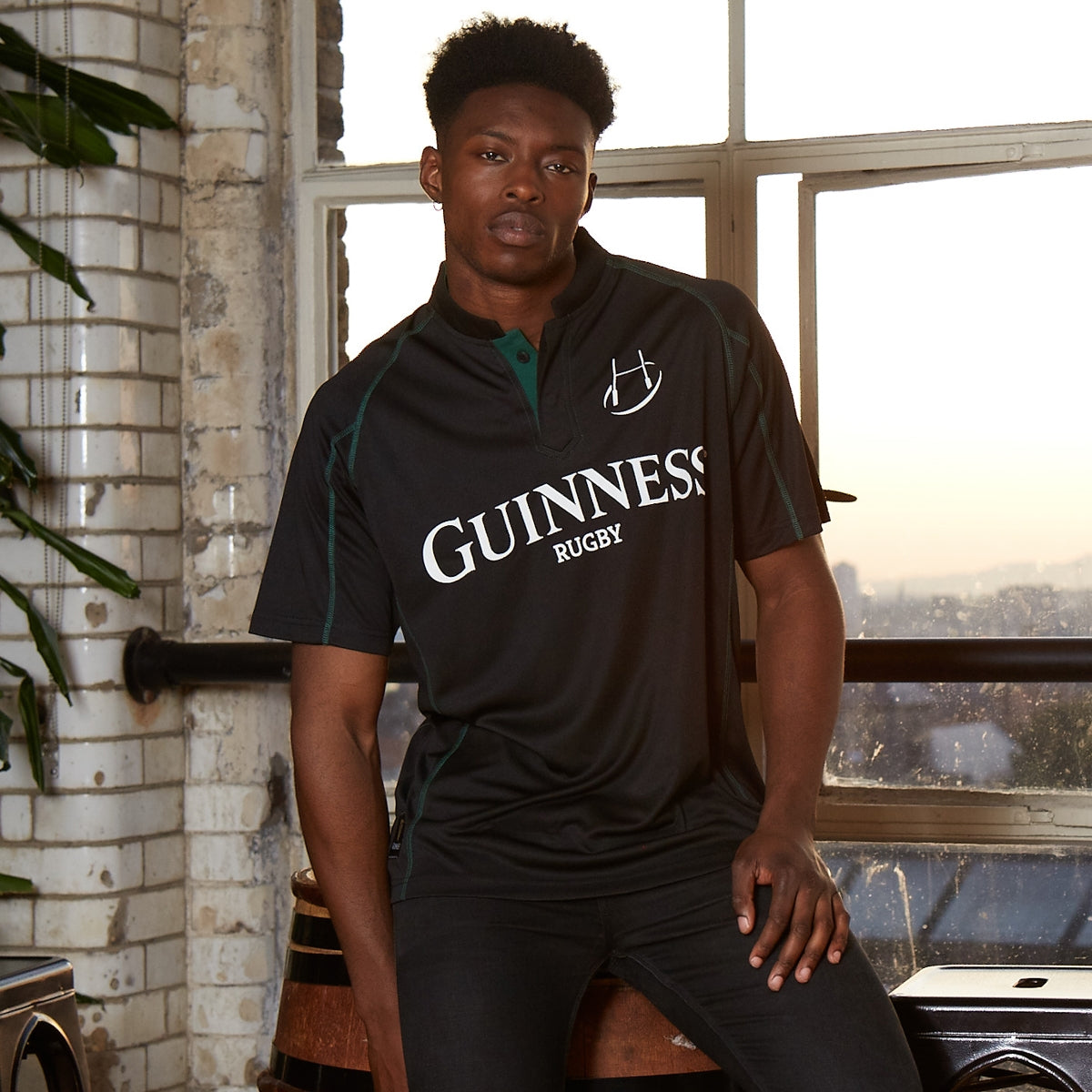 Guinness Black & Green Short Sleeve Rugby Jersey