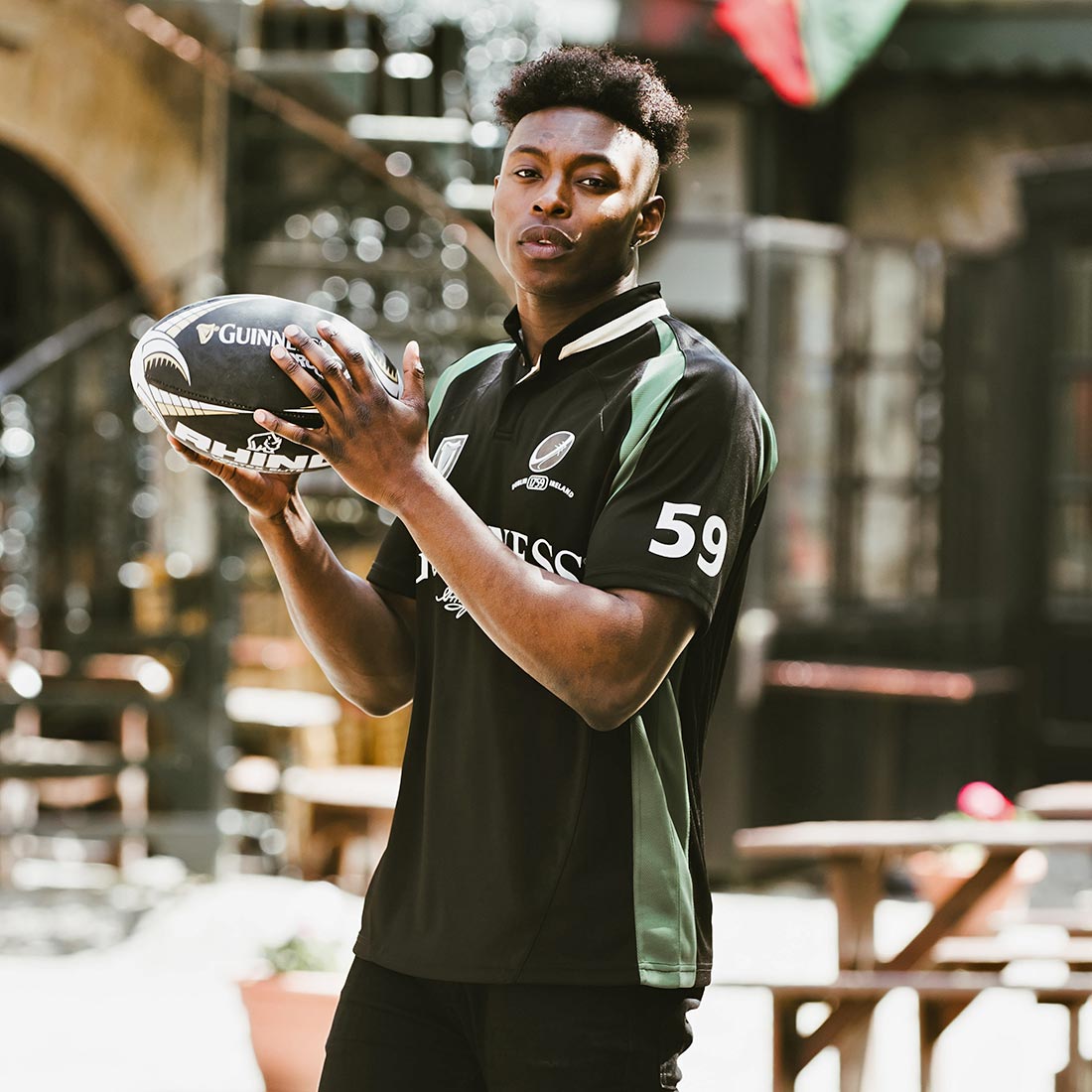 Guinness Black and Green Short sleeve performance Rugby Jersey