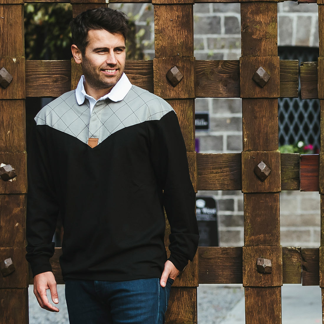 Guinness Heritage Charcoal Grey and Black Long Sleeve Rugby Jersey