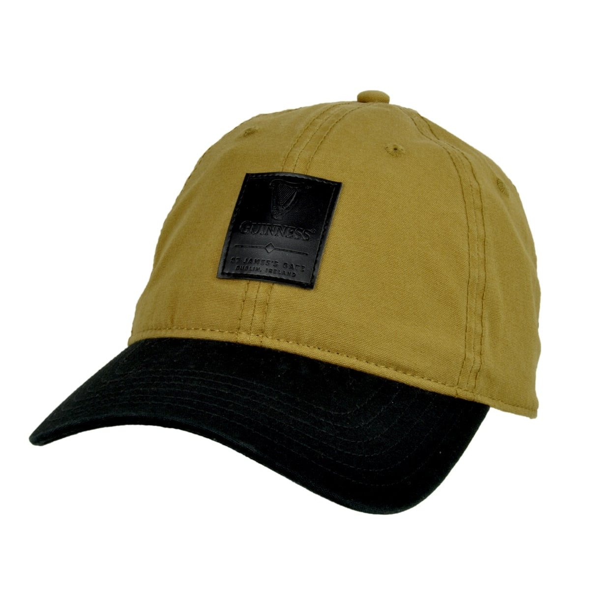 Guinness Premium Camel & Black with Black Leather Patch Cap