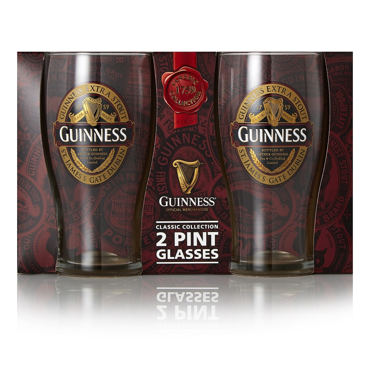 Guinness Classic Collection Pint Glass - 2 Pack
