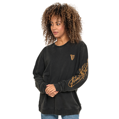 Guinness Black Distressed Gold Harp Sweatshirt