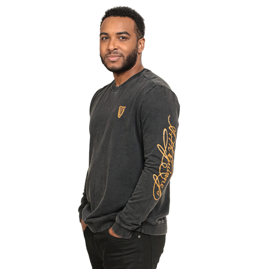 Guinness Black Distressed Gold Harp Sweatshirt