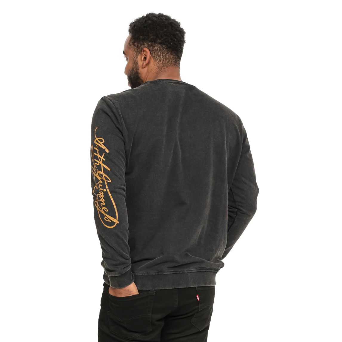 Guinness Black Distressed Gold Harp Sweatshirt