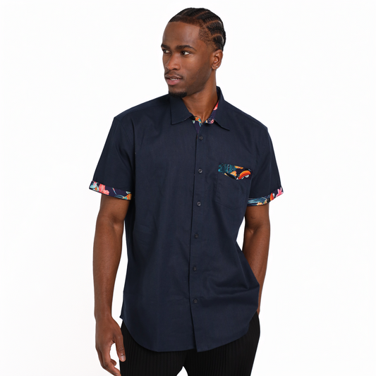 Guinness Navy Linen Summer Shirt