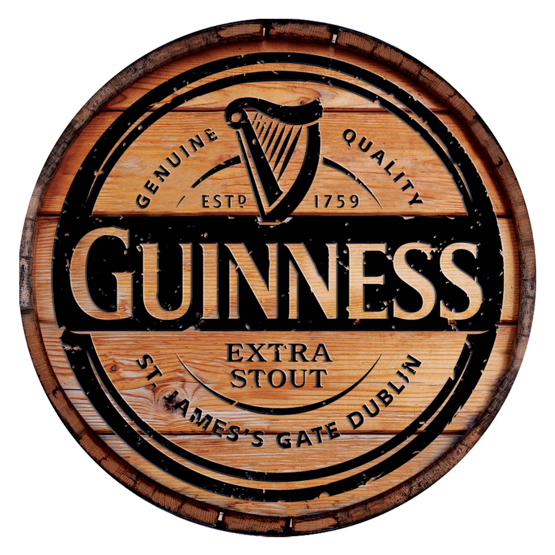 Guinness Wooden Bar Sign - Extra Stout Label