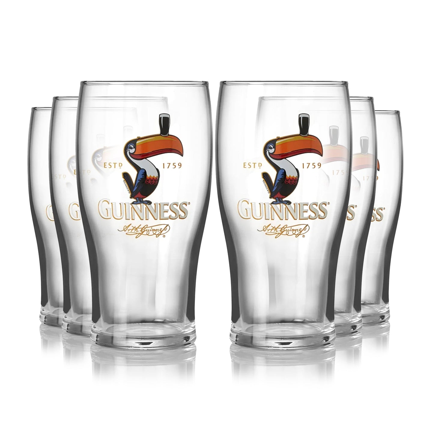 Guinness Toucan Pint Glass - 6 Pack