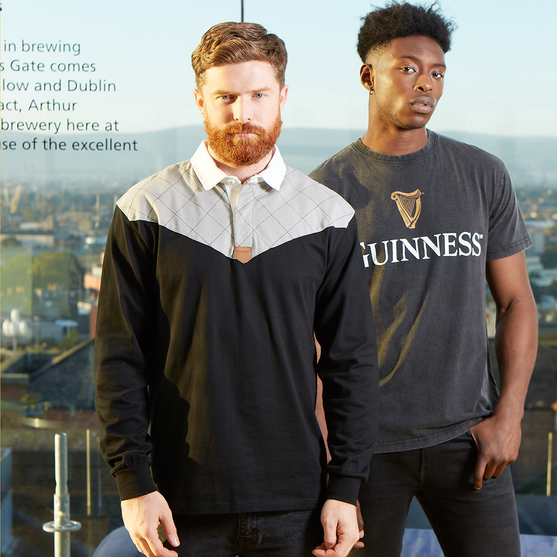 Guinness Heritage Charcoal Grey and Black Long Sleeve Rugby Jersey