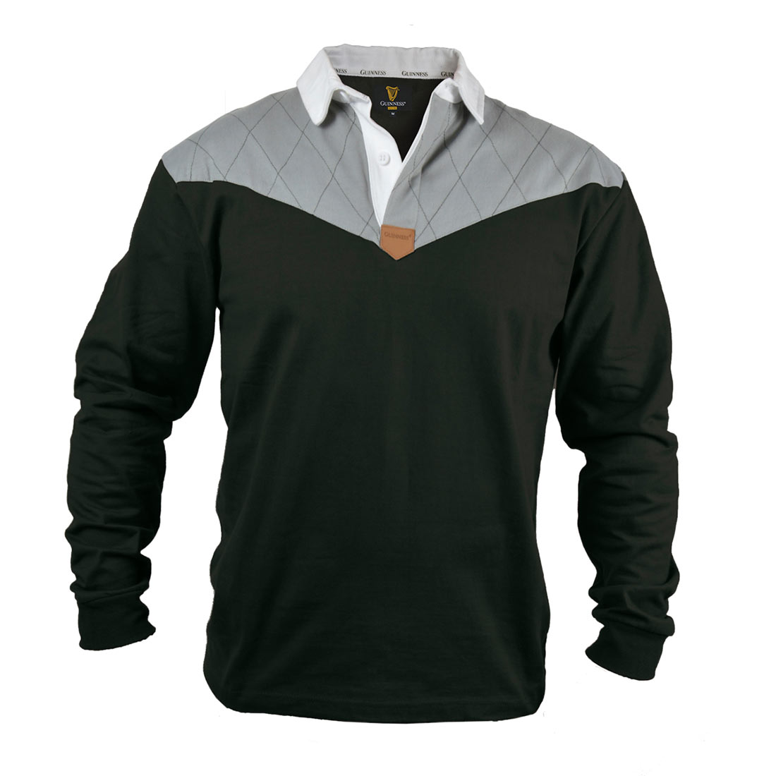 Guinness Heritage Charcoal Grey and Black Long Sleeve Rugby Jersey