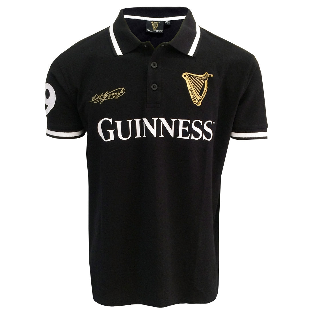 Guinness Black 59 White Stripe Color Polo