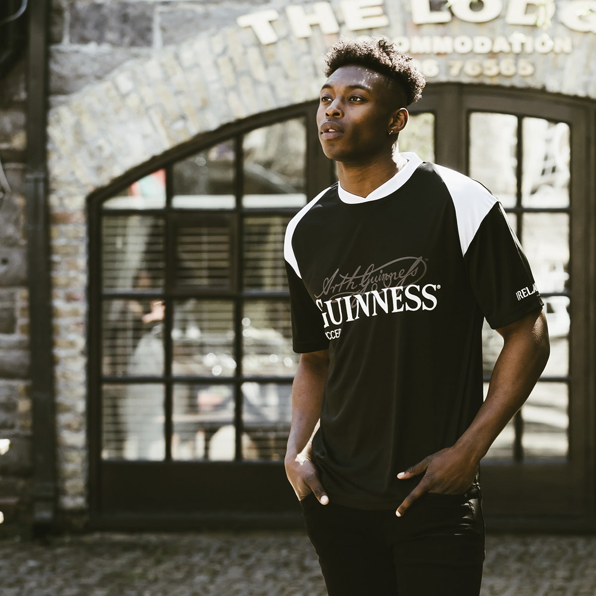 Black & White Sublimated Soccer Jersey with Arthur Guinness Signature