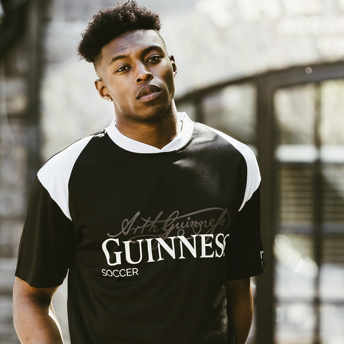 Black & White Sublimated Soccer Jersey with Arthur Guinness Signature