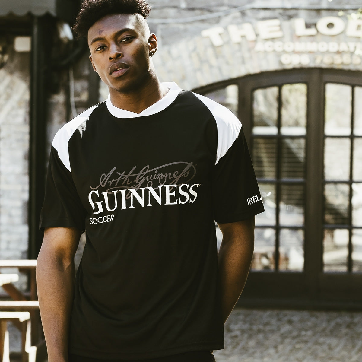 Black & White Sublimated Soccer Jersey with Arthur Guinness Signature