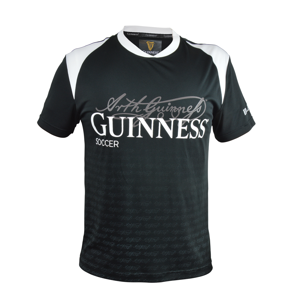 Black & White Sublimated Soccer Jersey with Arthur Guinness Signature