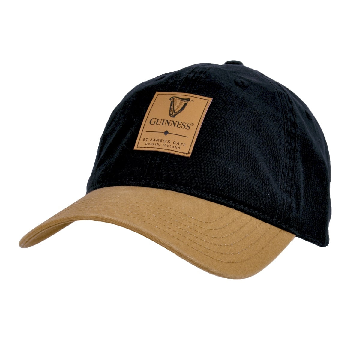 Guinness Premium Black & Camel with Leather Patch Cap