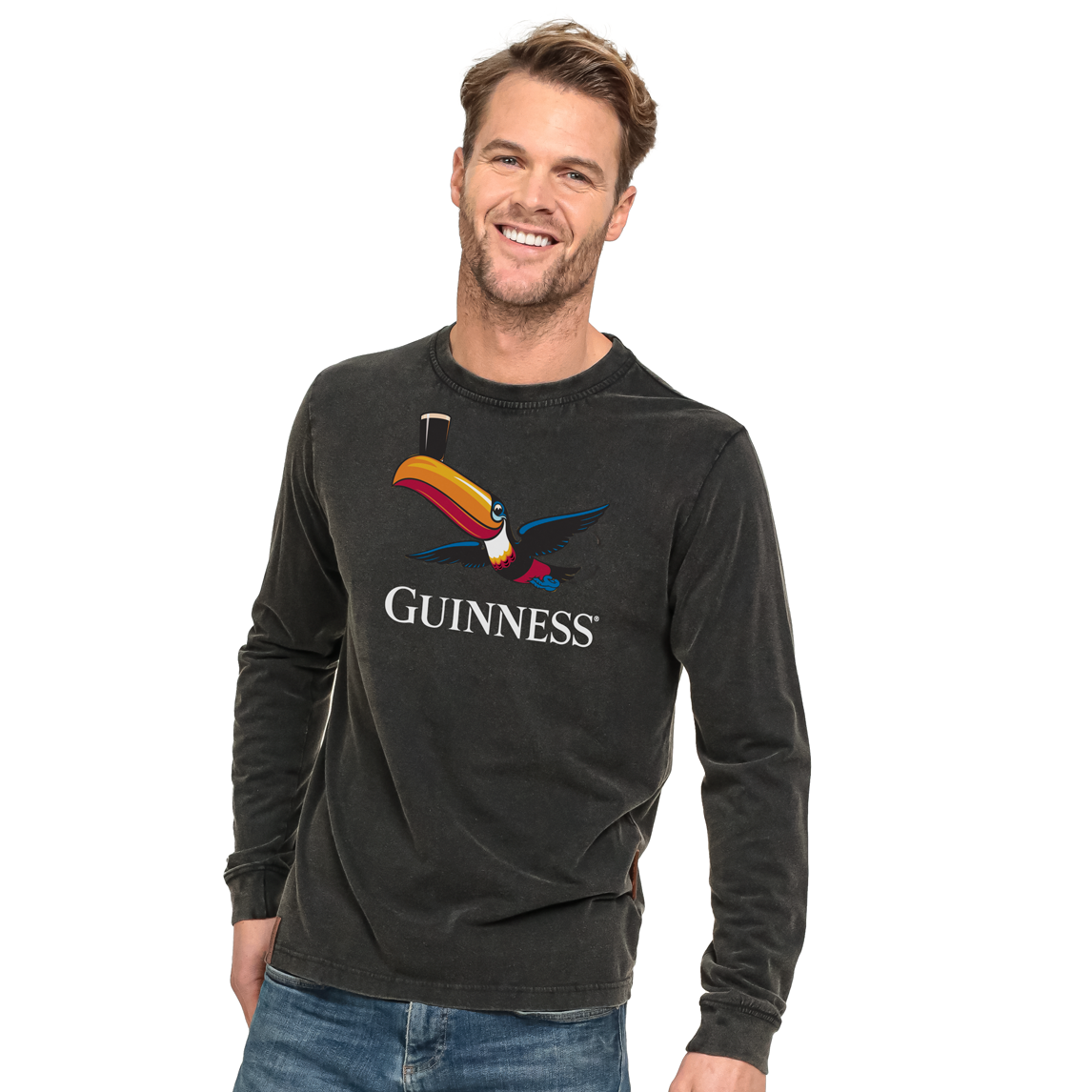 Guinness Flying Toucan Distressed Long Sleeved Premium Tee