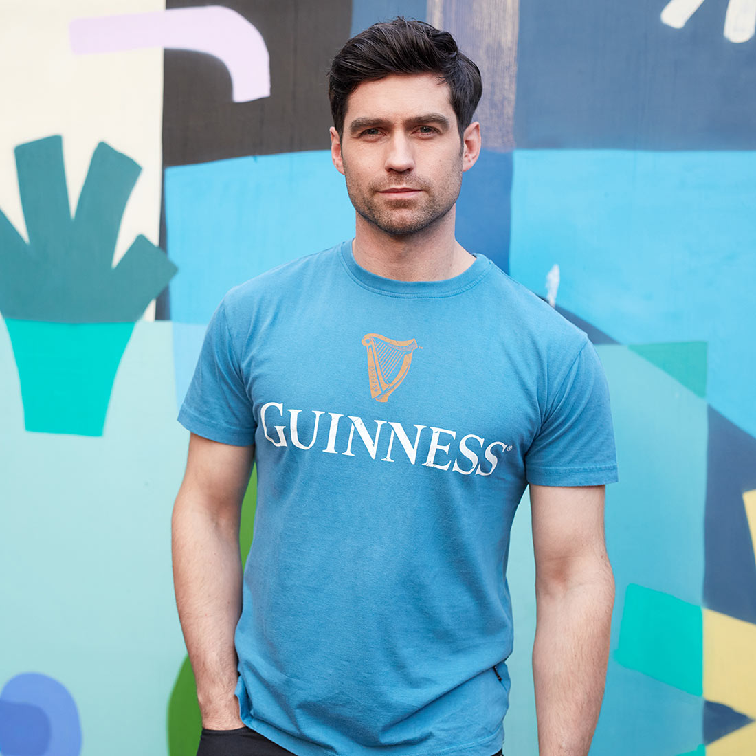 Sky Blue Guinness Harp Premium Tee