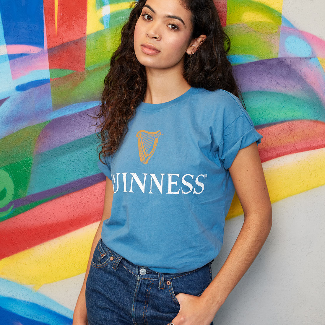 Sky Blue Guinness Harp Premium Tee